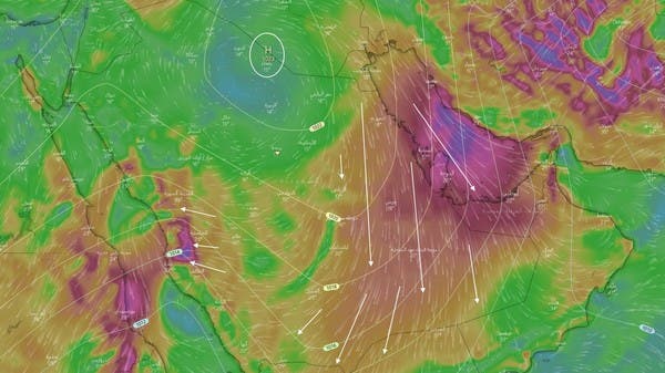 كتلة باردة مصحوبة بموجة من الغبار تجتاح السعودية غدا 