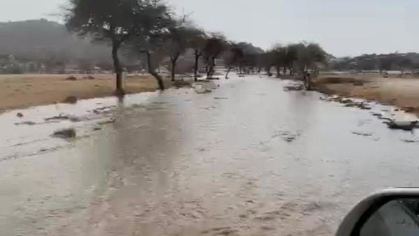فيديو يوثق جريان السيول بعد أمطار الطائف