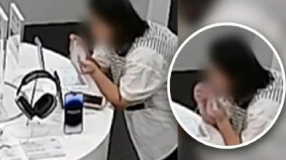 “أكلت سلسلة الحماية بسنانها”.. سيدة صينية تسرق هاتف أيفون 14 بلس من متجر أبل