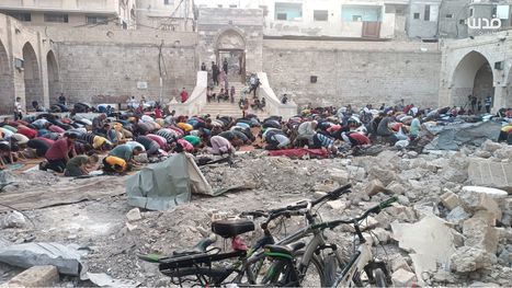 من المسجد العمري المدمر.. خطيب جباليا: لن يفلح العدو …
